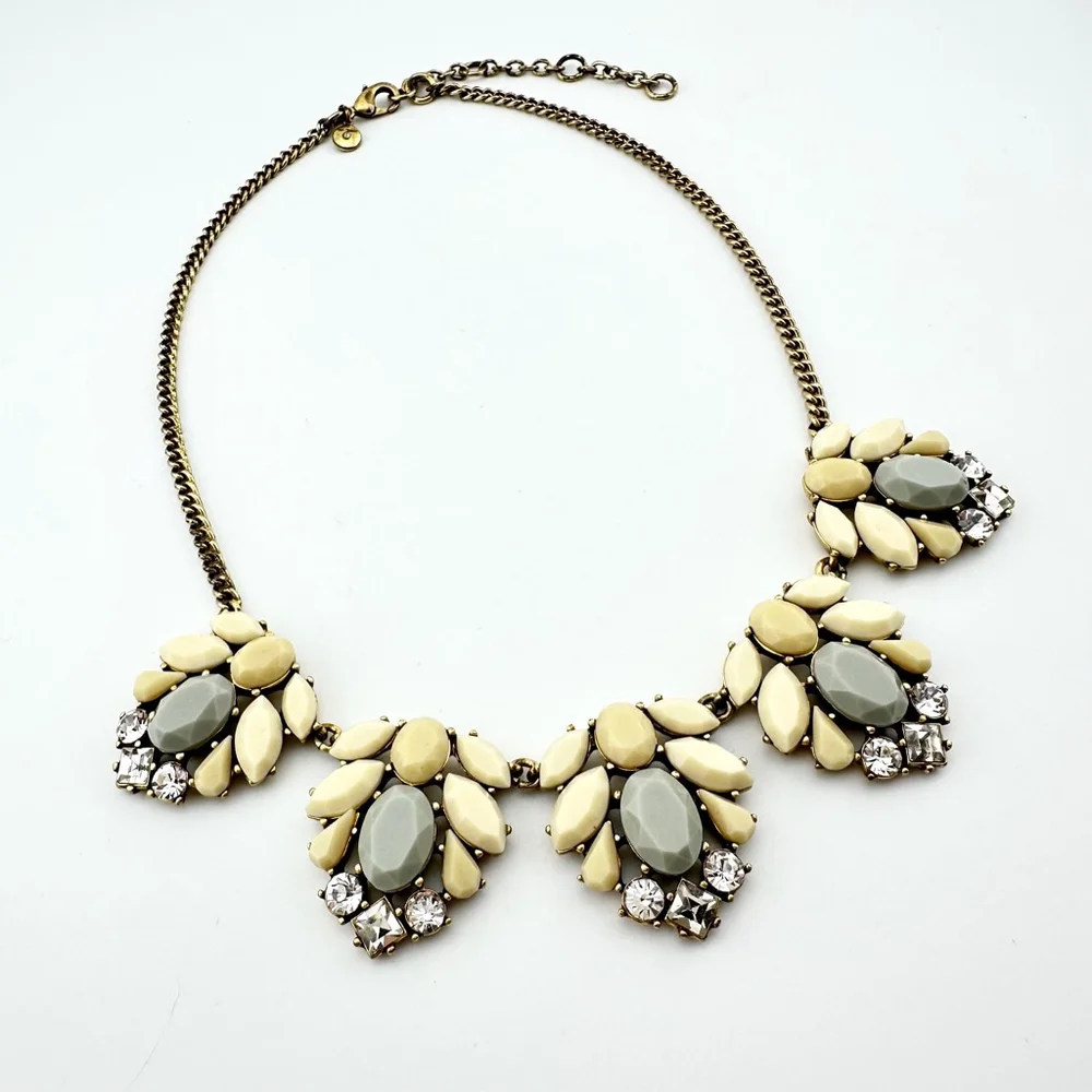 Vintage J. Crew Necklace Cream and Grey Statement